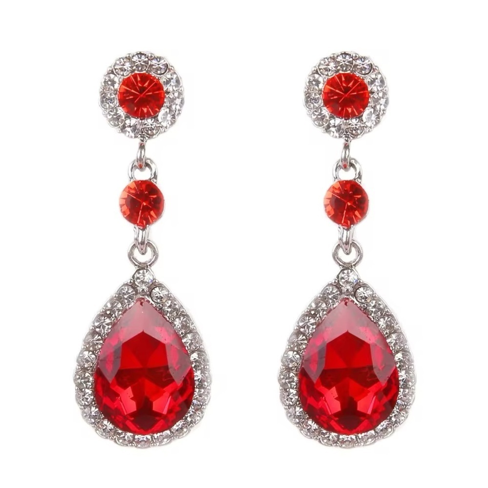 Red Water Droplets Dangle Earrings for Women
